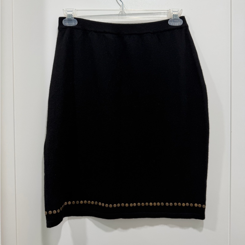 Randal Roy for William Kasper Vintage Black Cashmere Skirt L